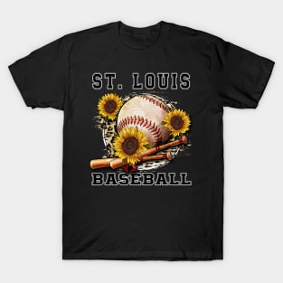 Awesome Baseball Name St. Louis Proud Team Flowers T-Shirt